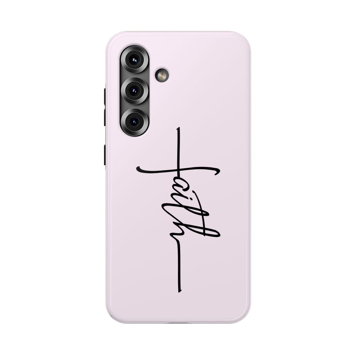 Faith Cross protective phone case for Samsung Galaxy S25, glossy finish