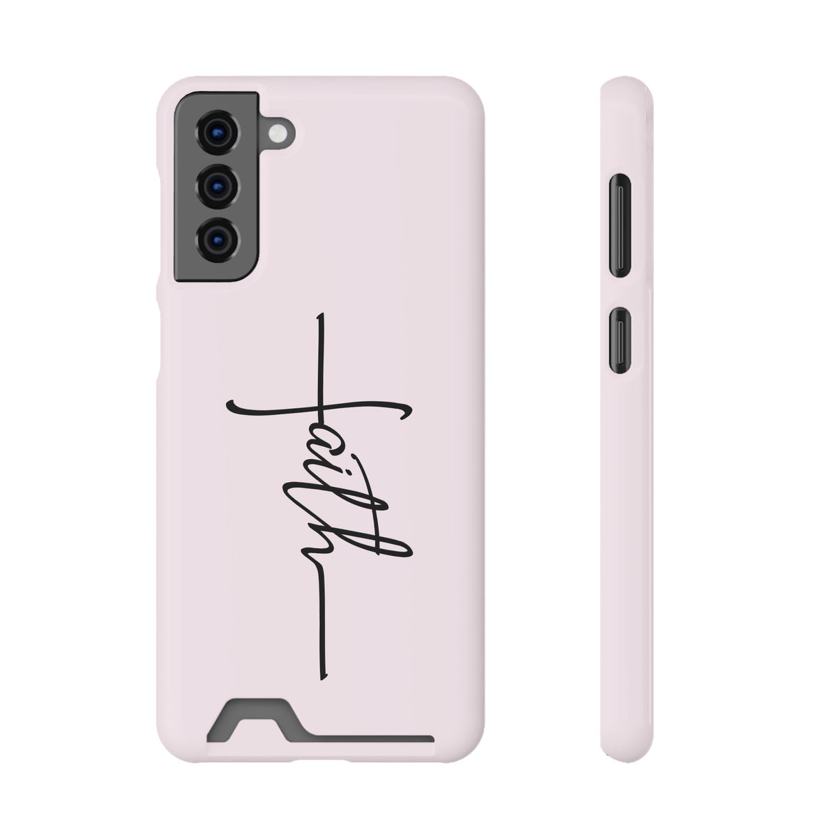 Faith Cross phone case with card holder for Samsung Galaxy S21 Plus, glossy finish