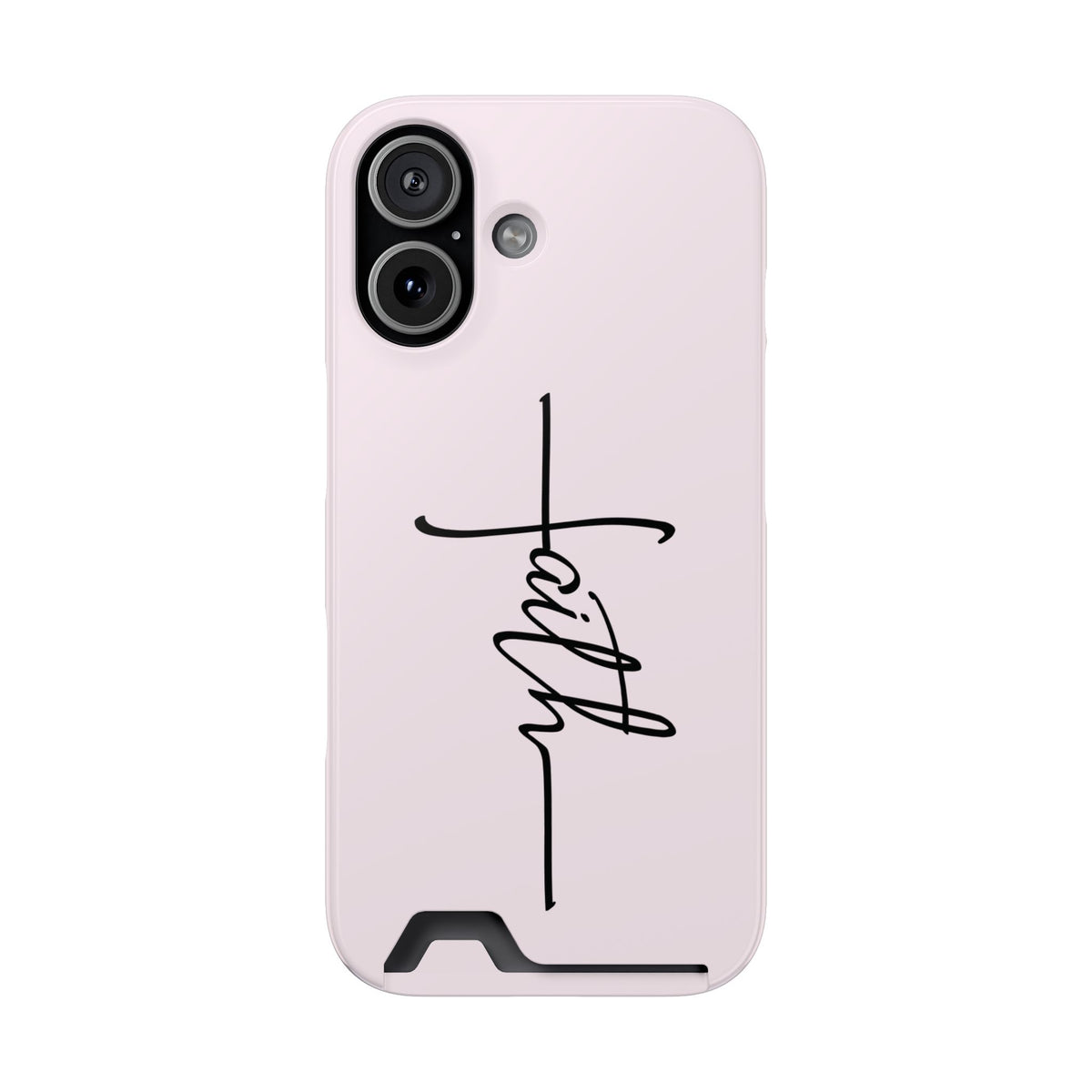 Faith Cross phone case with card holder for iPhone 17, glossy finish