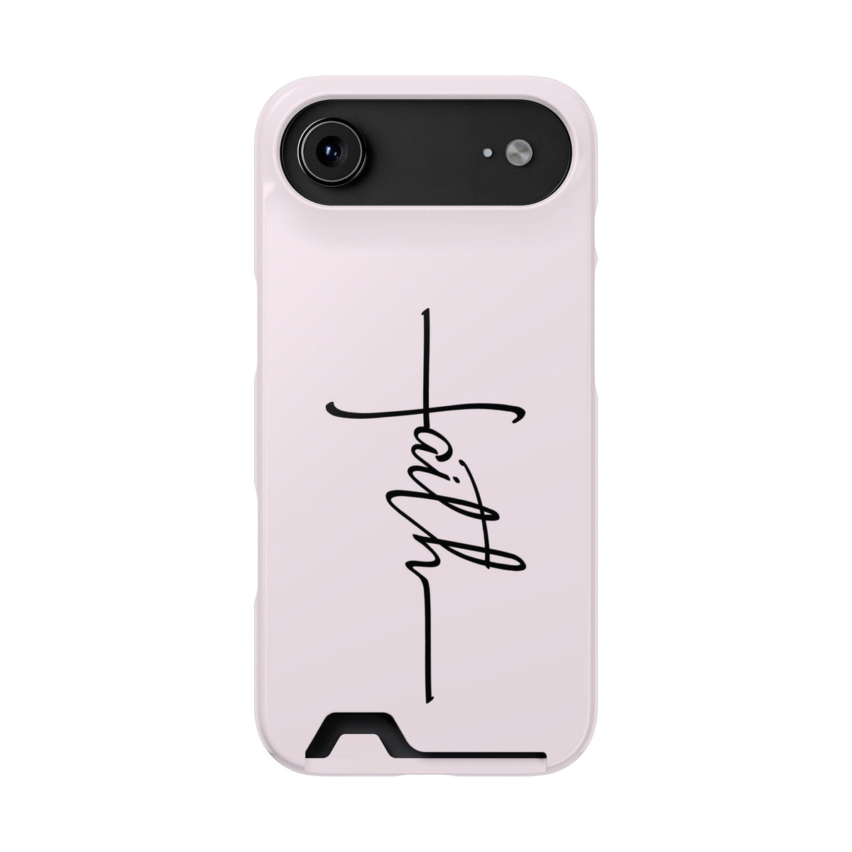 Faith Cross phone case with card holder for iPhone 17 Air, glossy finish
