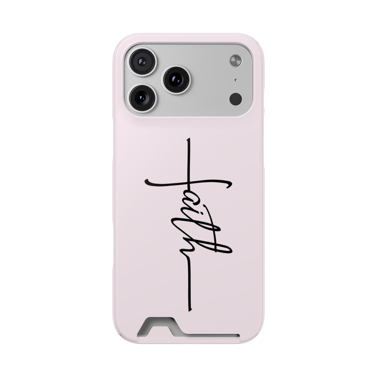Faith Cross phone case with card holder for iPhone 17 Pro Max, glossy finish