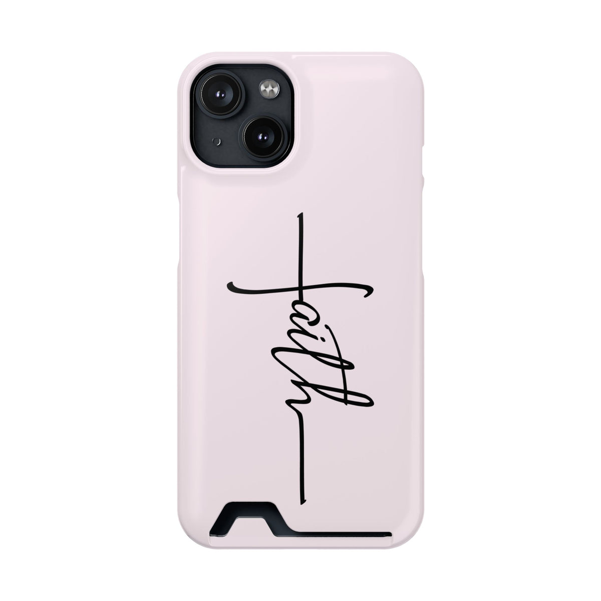 Faith Cross phone case with card holder for iPhone 14, glossy finish