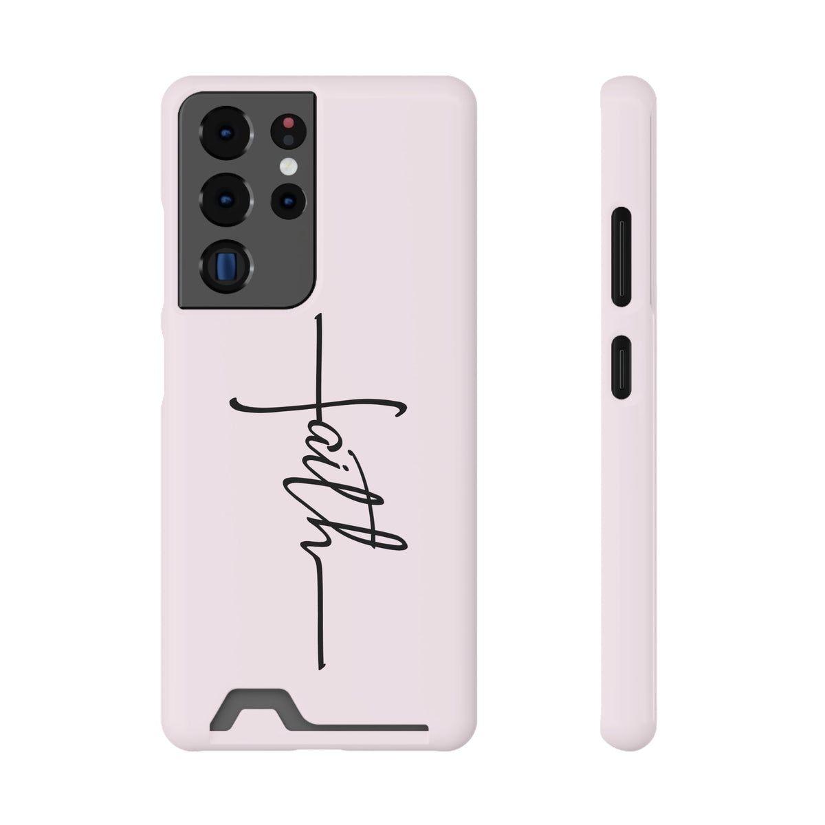 Faith Cross phone case with card holder for Samsung Galaxy S22 Plus, glossy finish