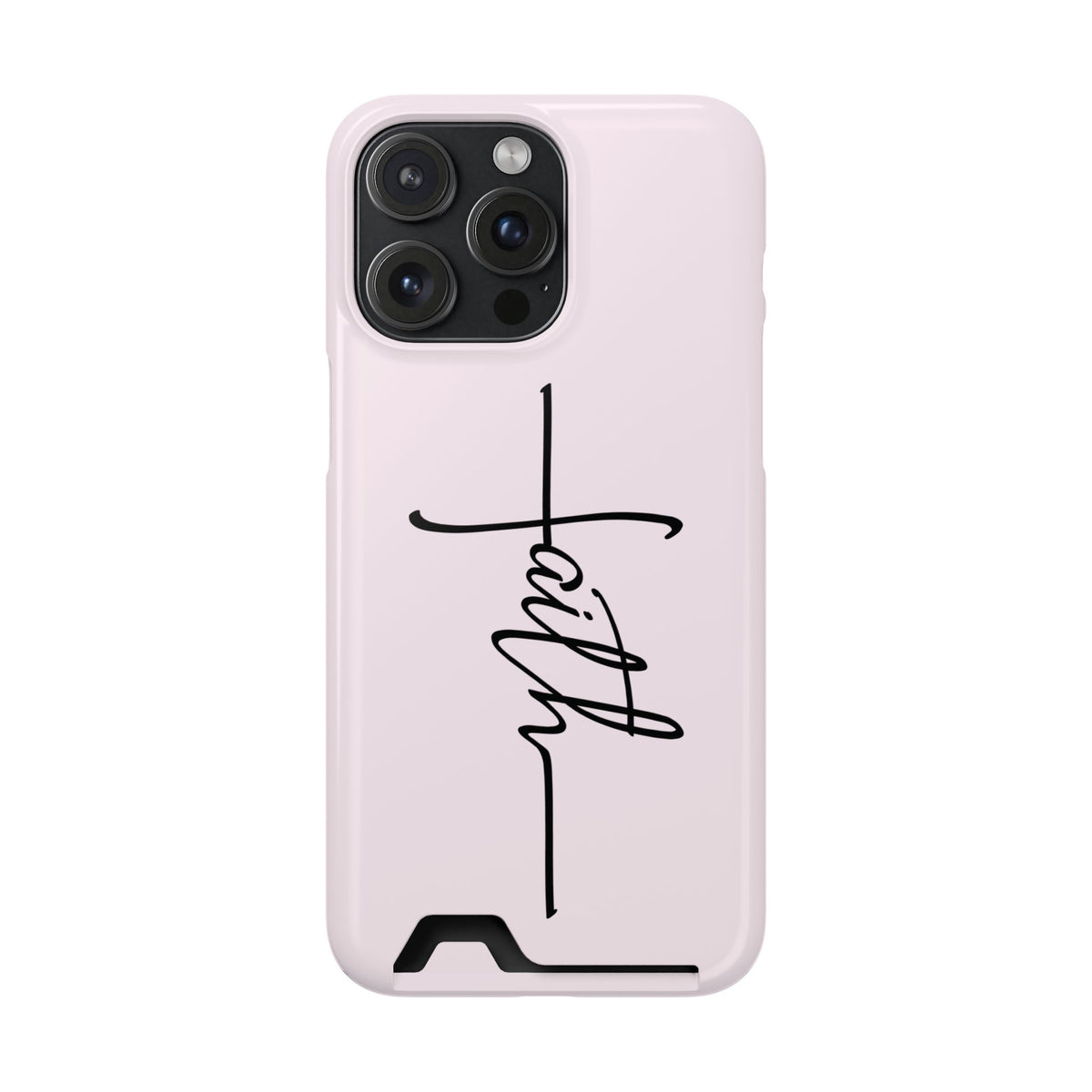 Faith Cross phone case with card holder for iPhone 15 Pro Max, glossy finish