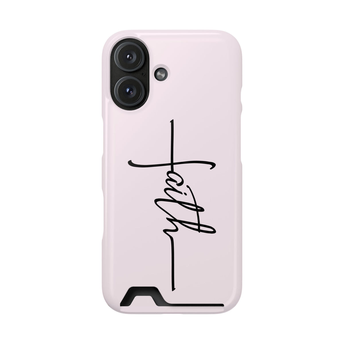 Faith Cross phone case with card holder for iPhone 16, glossy finish