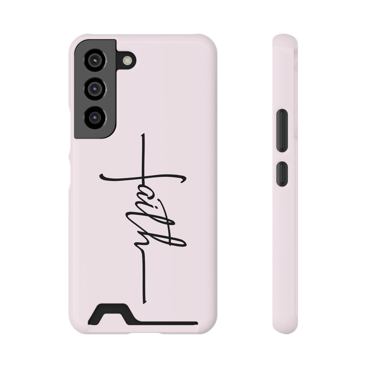 Faith Cross phone case with card holder for Samsung Galaxy S22, glossy finish