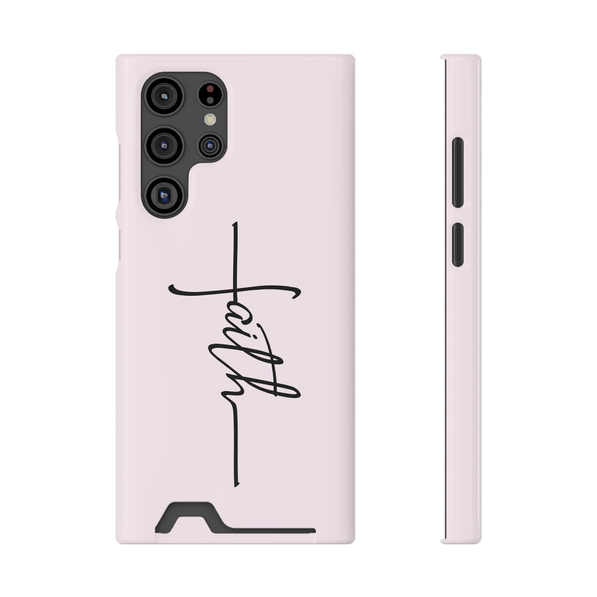 Faith Cross phone case with card holder for Samsung Galaxy S22 Ultra, glossy finish