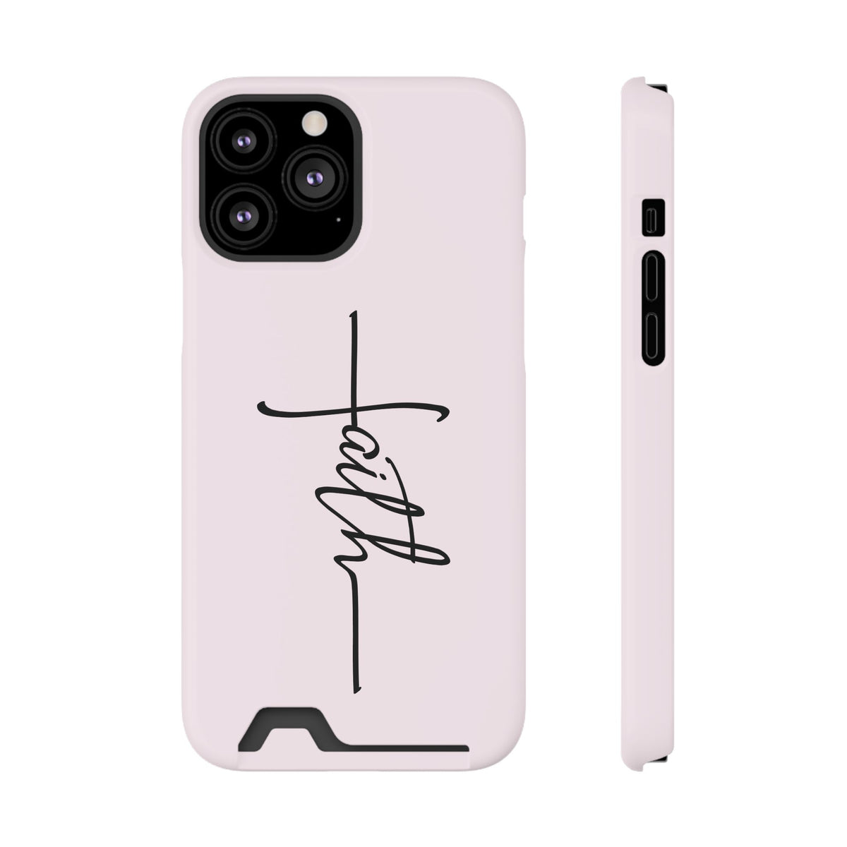 Faith Cross phone case with card holder for iPhone 13 Pro Max, glossy finish