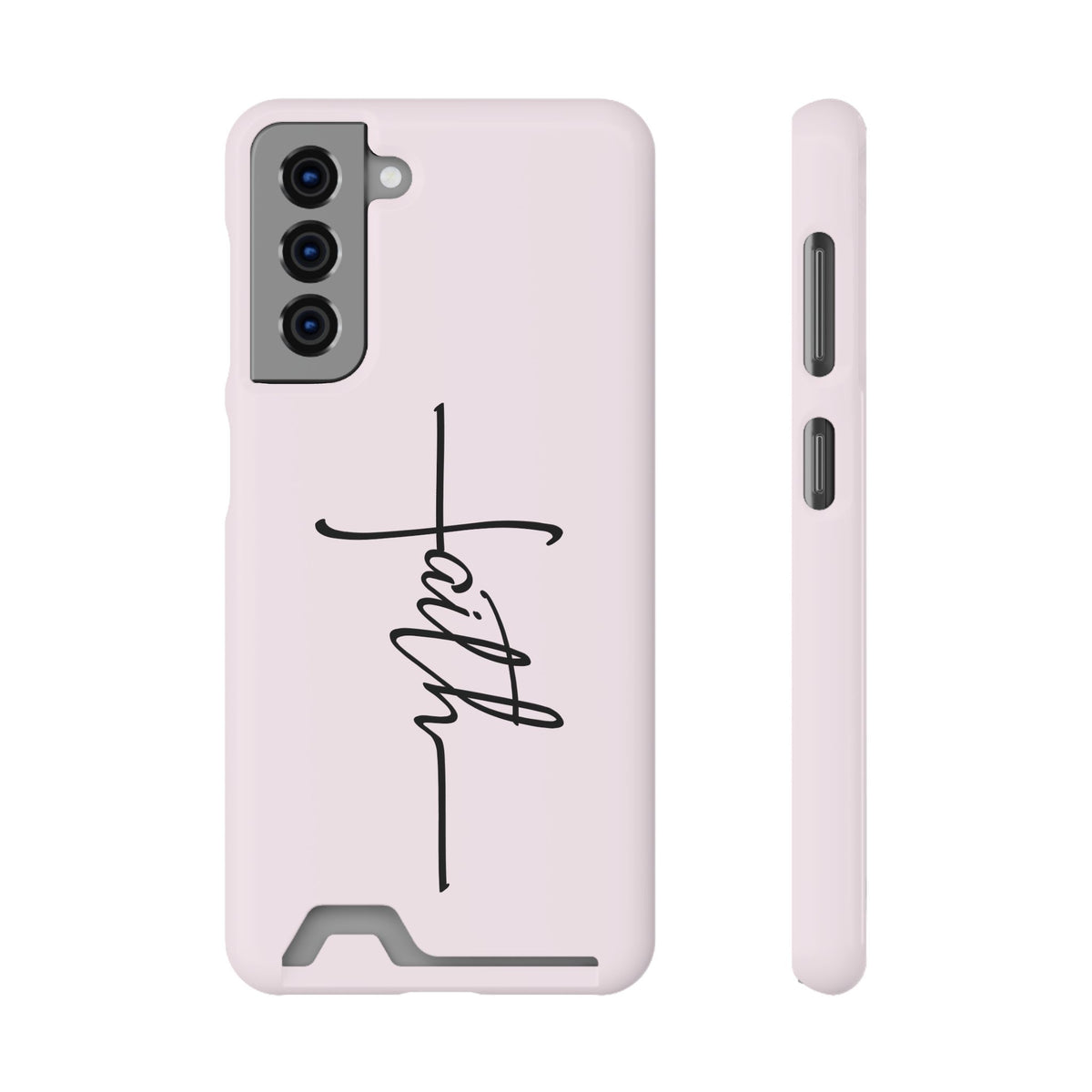 Faith Cross phone case with card holder for Samsung Galaxy S21, glossy finish