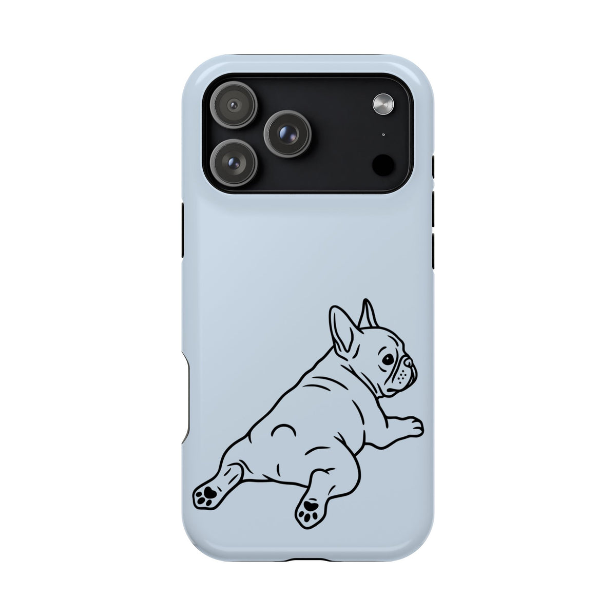 Frenchie Doodle protective phone case for iPhone 17 Pro Max, glossy finish