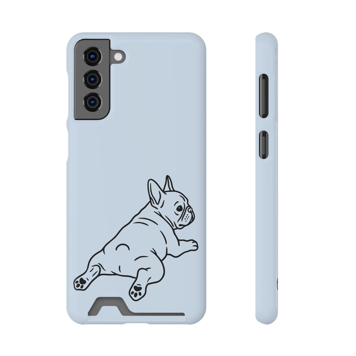 Frenchie Doodle phone case with card holder for Samsung Galaxy S21 Plus, glossy finish