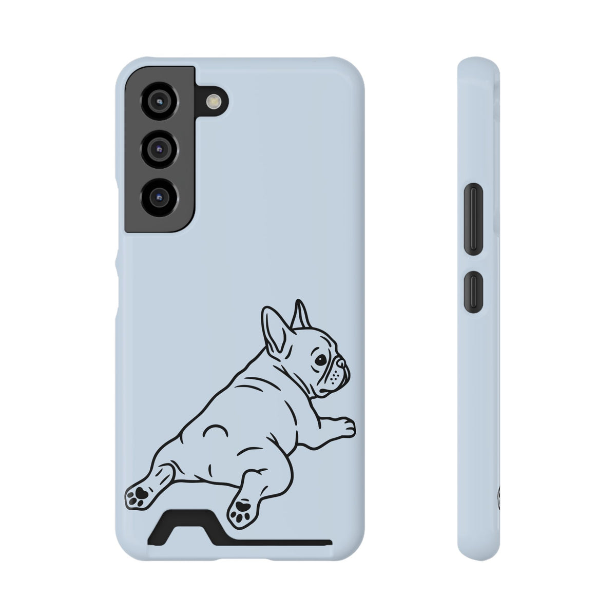 Frenchie Doodle phone case with card holder for Samsung Galaxy S22, glossy finish