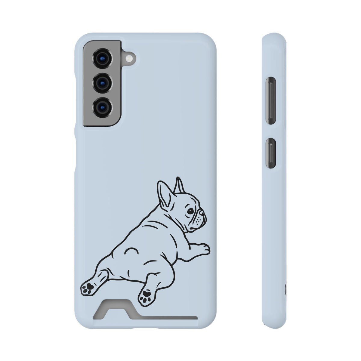 Frenchie Doodle phone case with card holder for Samsung Galaxy S21, glossy finish