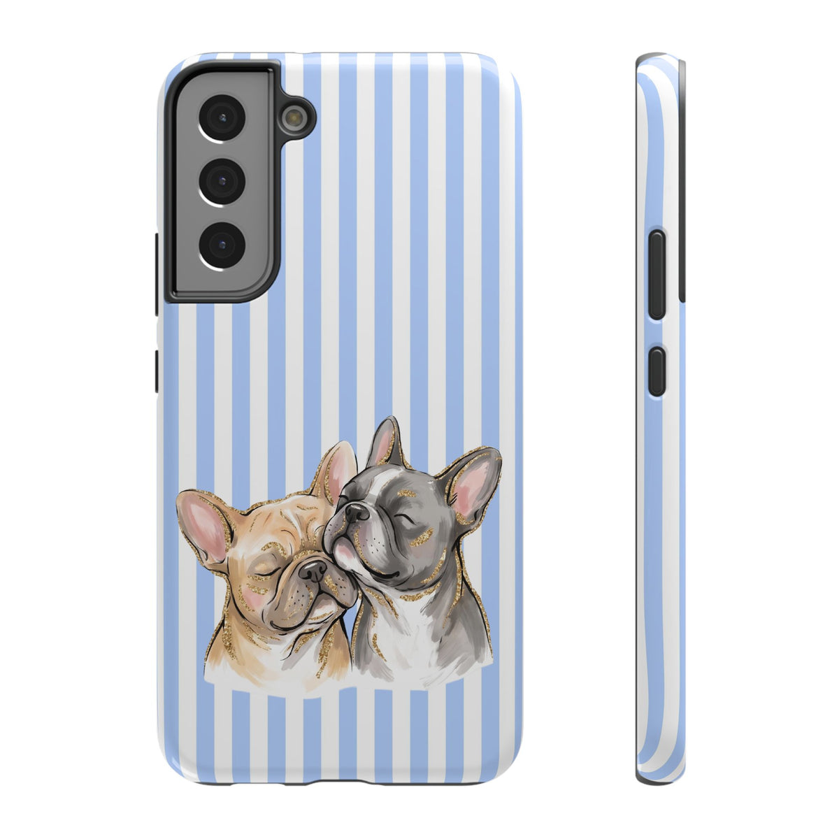 Frenchie Stripe protective phone case for Samsung Galaxy S22 Plus, glossy finish