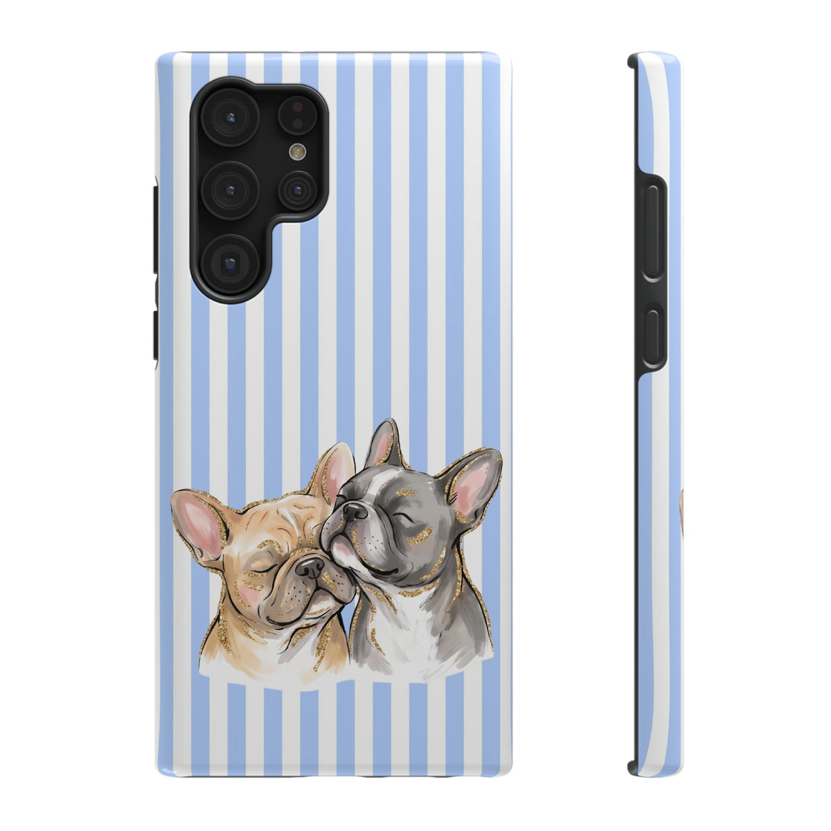 Frenchie Stripe protective phone case for Samsung Galaxy S22 Ultra, glossy finish