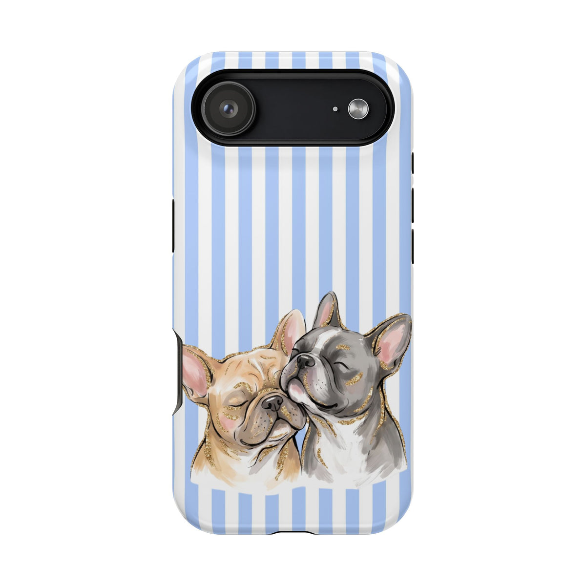 Frenchie Stripe protective phone case for iPhone 17 Air, glossy finish