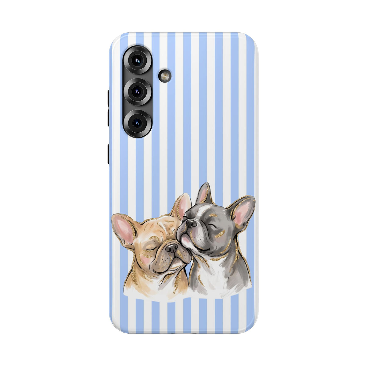 Frenchie Stripe protective phone case for Samsung Galaxy S25 Plus, glossy finish