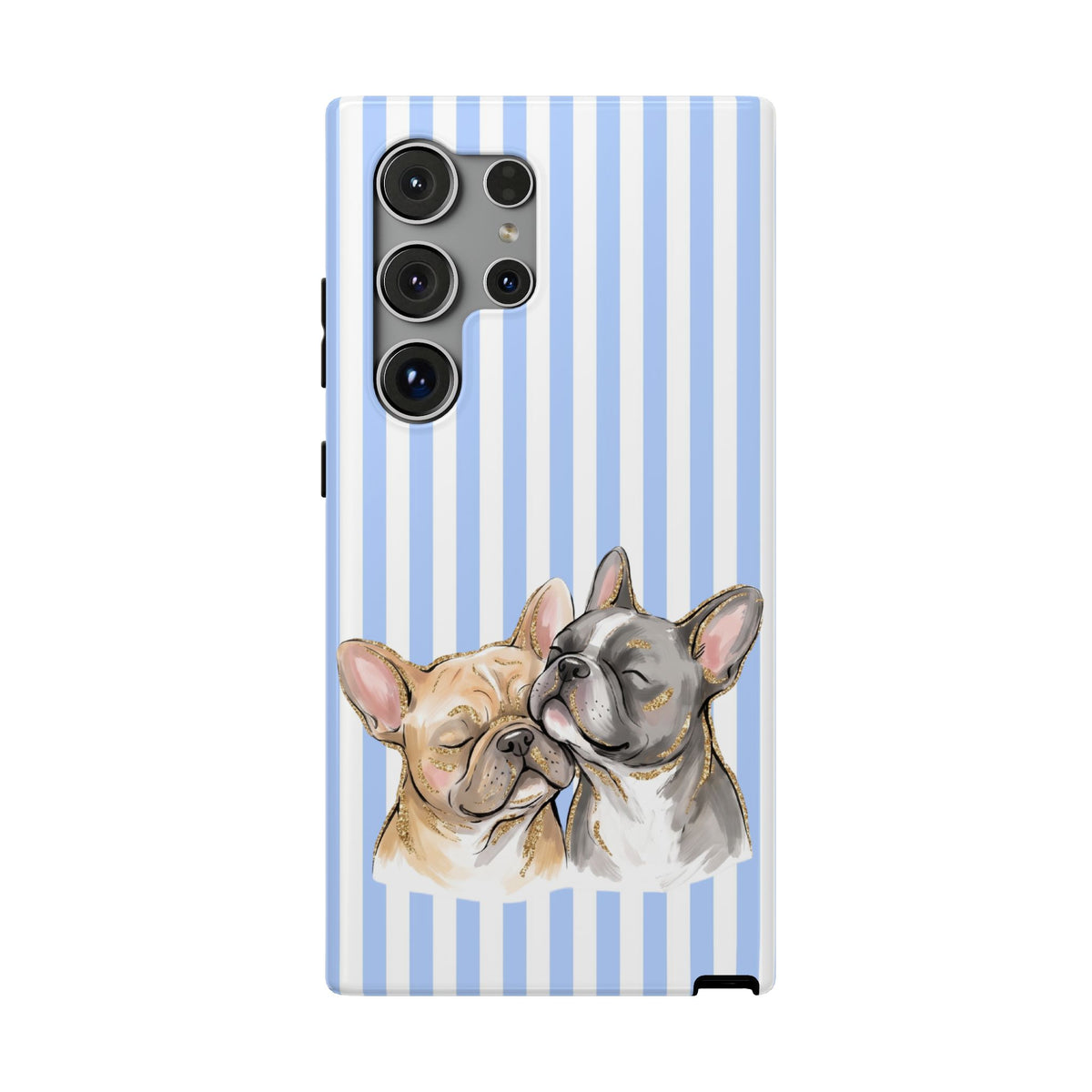 Frenchie Stripe protective phone case for Samsung Galaxy S24 Ultra, glossy finish