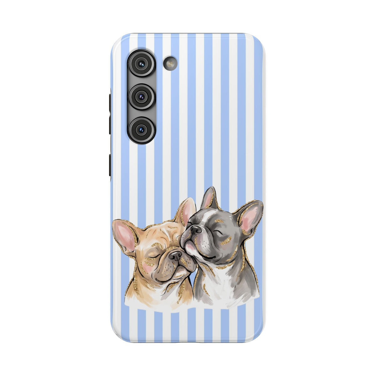 Frenchie Stripe protective phone case for Samsung Galaxy S23, glossy finish