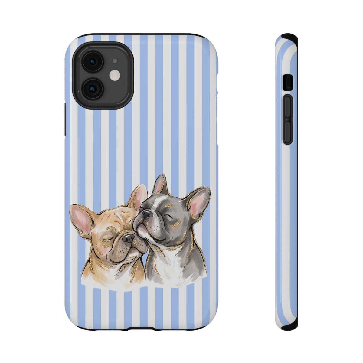 Frenchie Stripe protective phone case for iPhone 11, glossy finish
