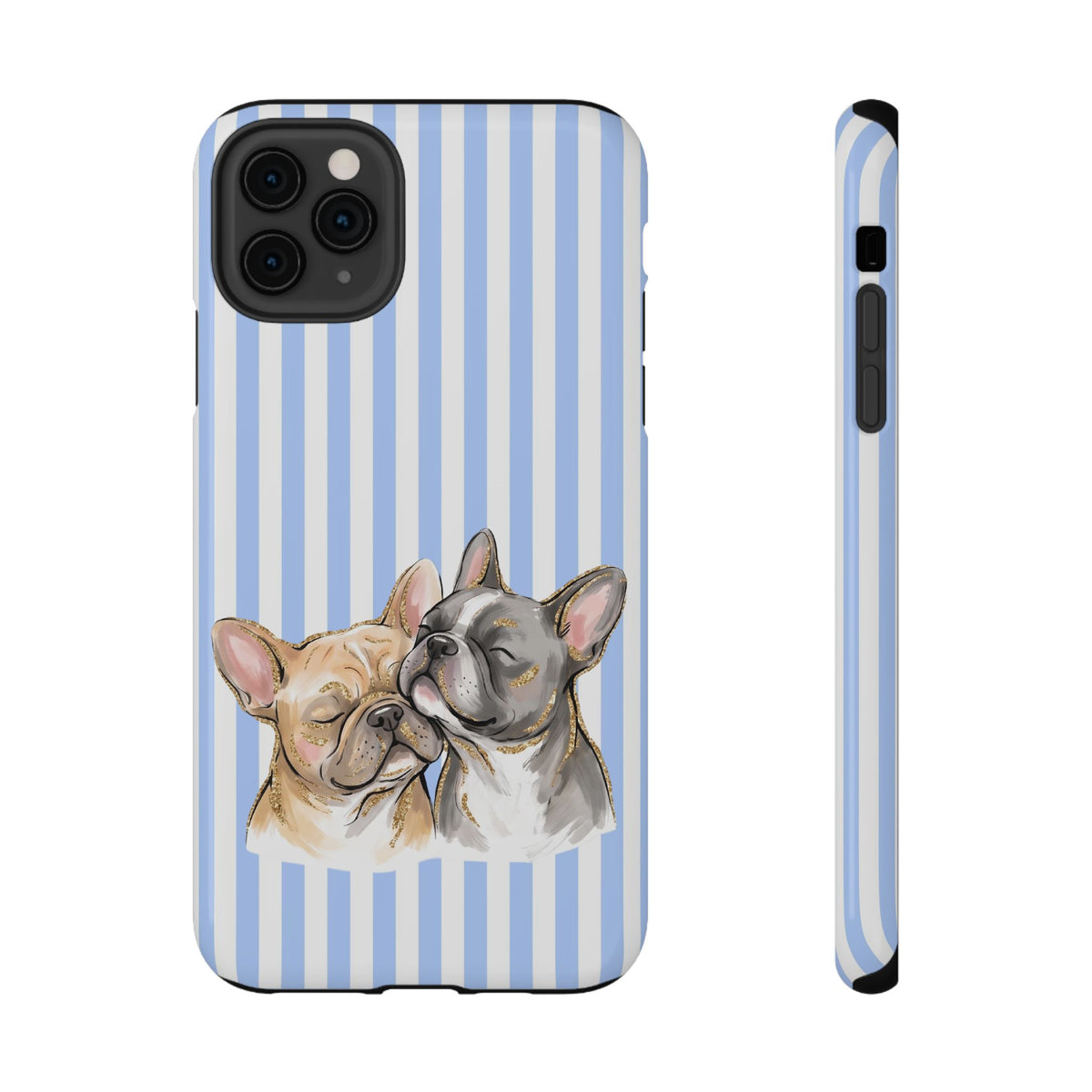 Frenchie Stripe protective phone case for iPhone 11 Pro Max, glossy finish