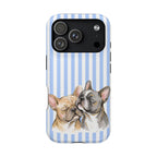 Frenchie Stripe MagSafe case for iPhone 18 Pro, glossy finish