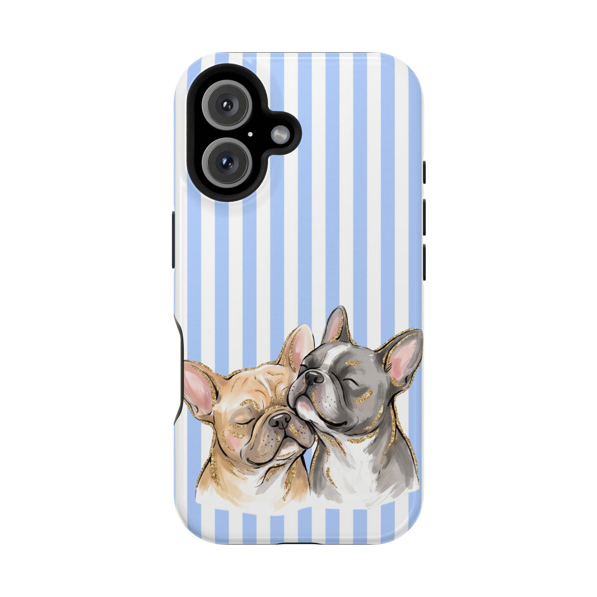 Frenchie Stripe MagSafe case for iPhone 16, glossy finish