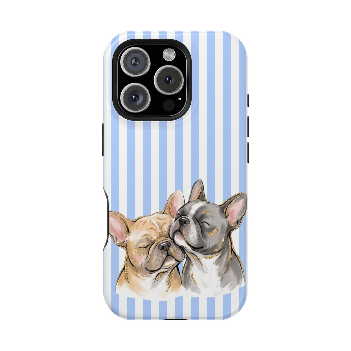 Frenchie Stripe MagSafe case for iPhone 16 Pro, glossy finish