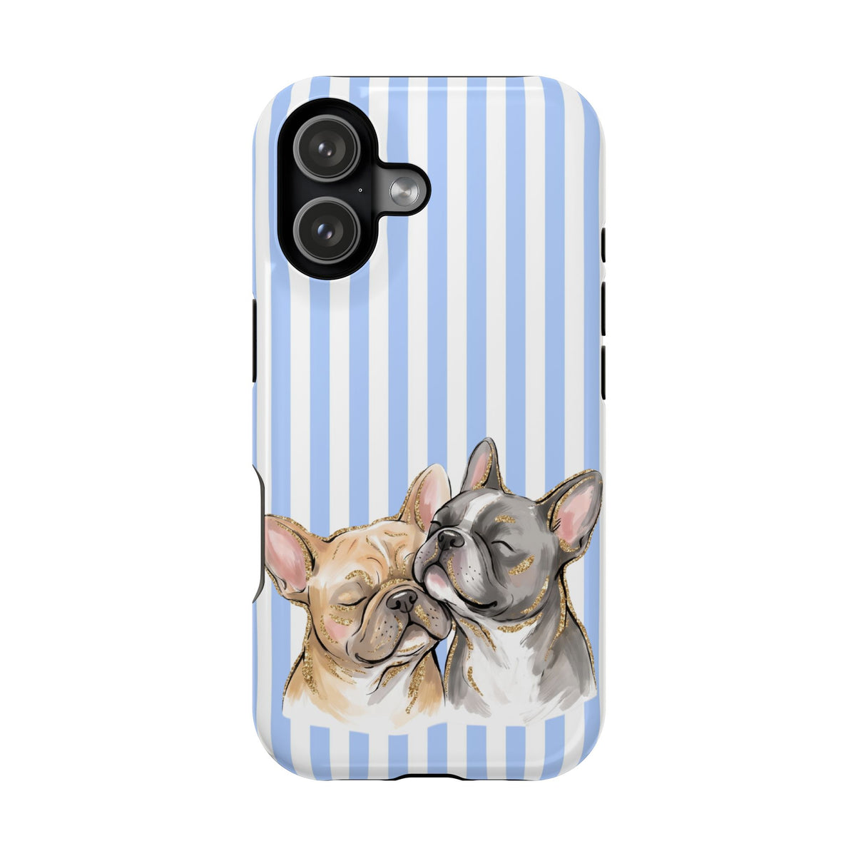 Frenchie Stripe MagSafe case for iPhone 17, glossy finish