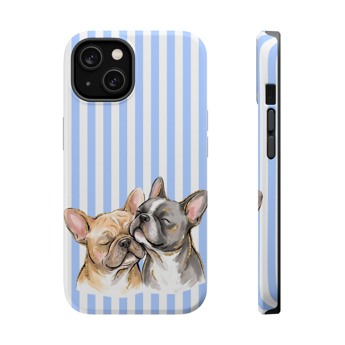 Frenchie Stripe MagSafe case for iPhone 14, glossy finish