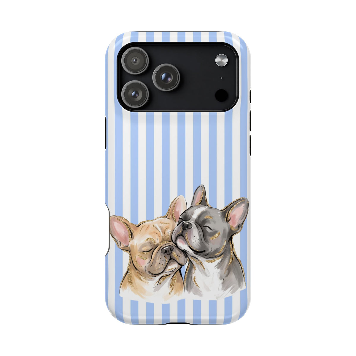 Frenchie Stripe MagSafe case for iPhone 18 Pro Max, glossy finish
