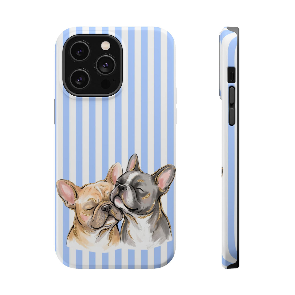 Frenchie Stripe MagSafe case for iPhone 14 Pro Max, glossy finish