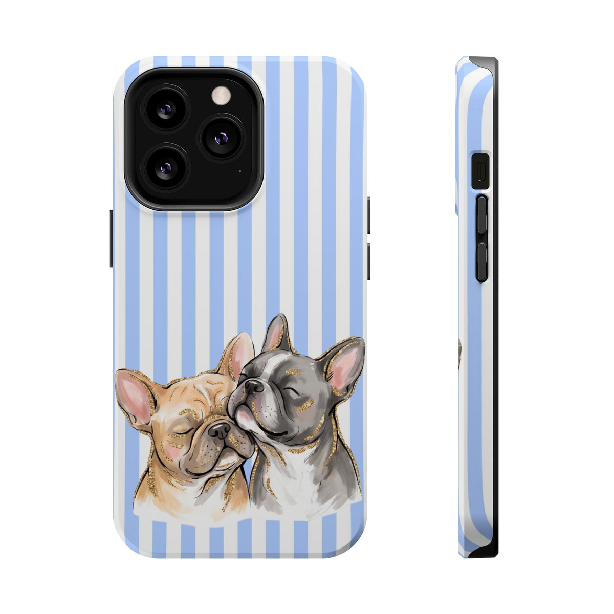 Frenchie Stripe MagSafe case for iPhone 13 Pro, glossy finish