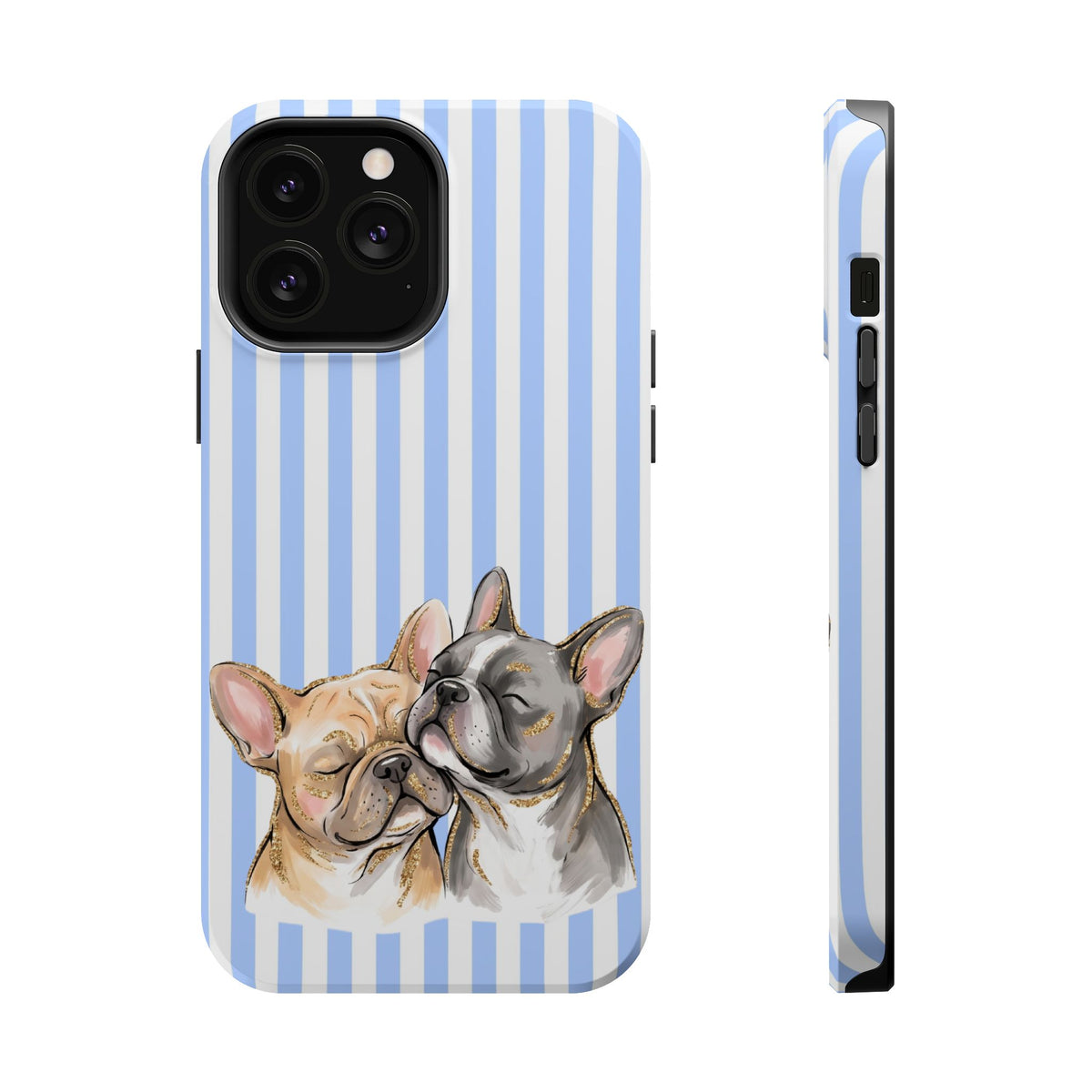 Frenchie Stripe MagSafe case for iPhone 13 Pro Max, glossy finish