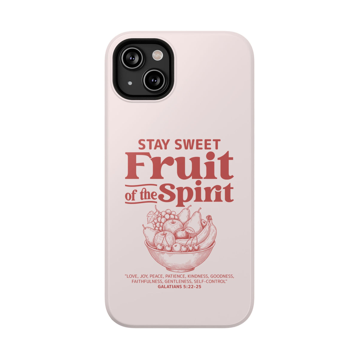 Fruit of the Spirit protective phone case for iPhone 14 Plus, glossy finish