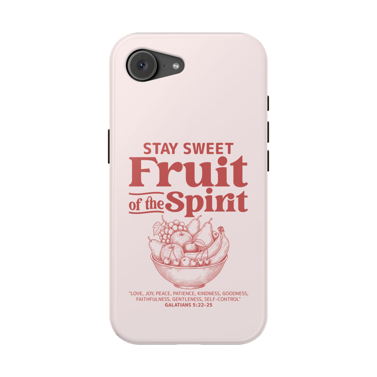 Fruit of the Spirit protective phone case for iPhone 17e, glossy finish
