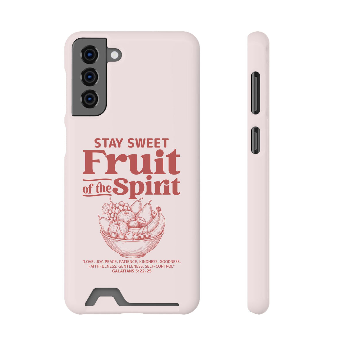 Fruit of the Spirit phone case with card holder for Samsung Galaxy S21 Plus, glossy finish