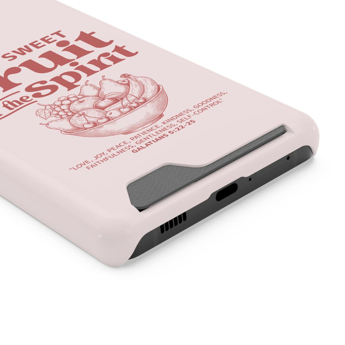 Fruit of the Spirit phone case with card holder for Samsung Galaxy S21 Ultra, glossy finish