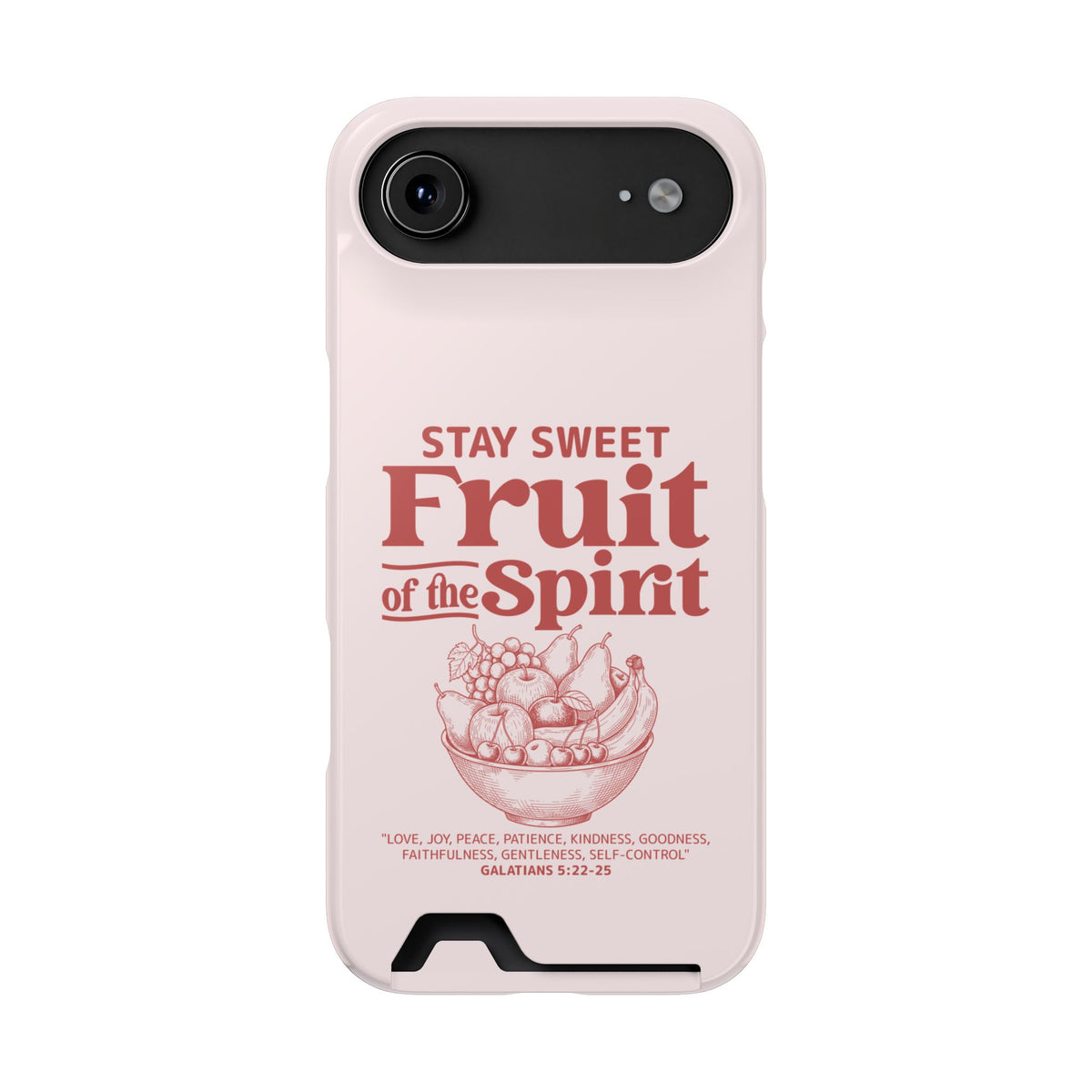 Fruit of the Spirit phone case with card holder for iPhone 17 Air, glossy finish