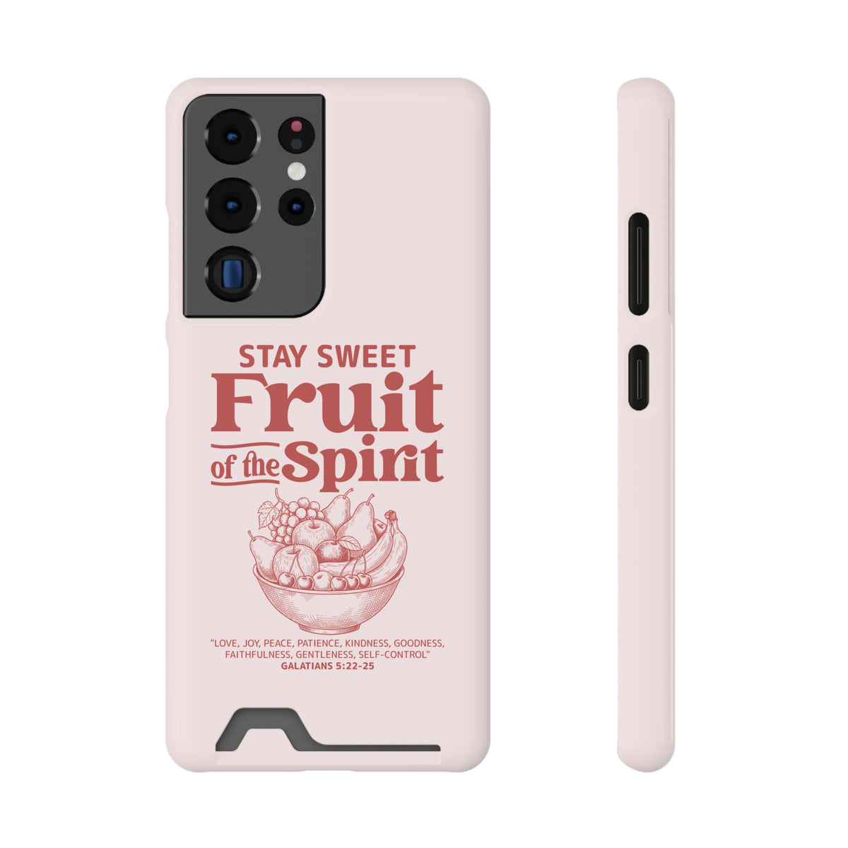 Fruit of the Spirit phone case with card holder for Samsung Galaxy S22 Plus, glossy finish