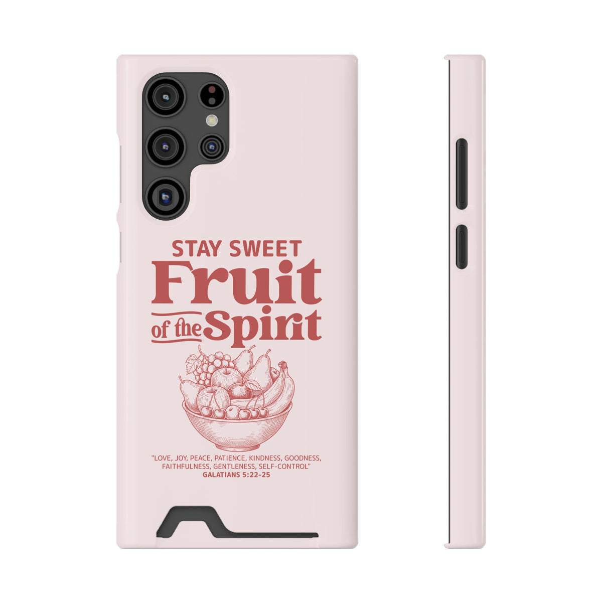 Fruit of the Spirit phone case with card holder for Samsung Galaxy S22 Ultra, glossy finish