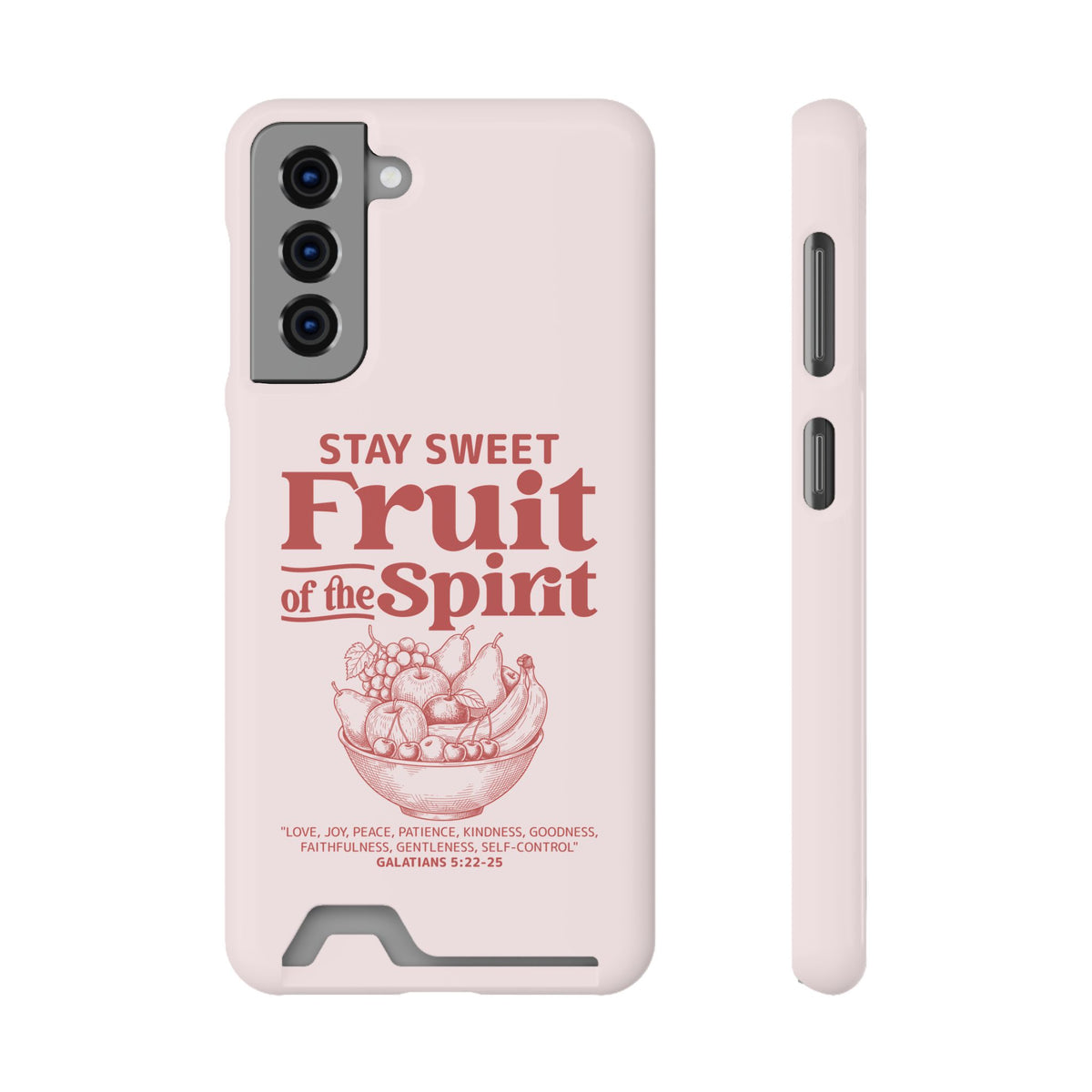 Fruit of the Spirit phone case with card holder for Samsung Galaxy S21, glossy finish