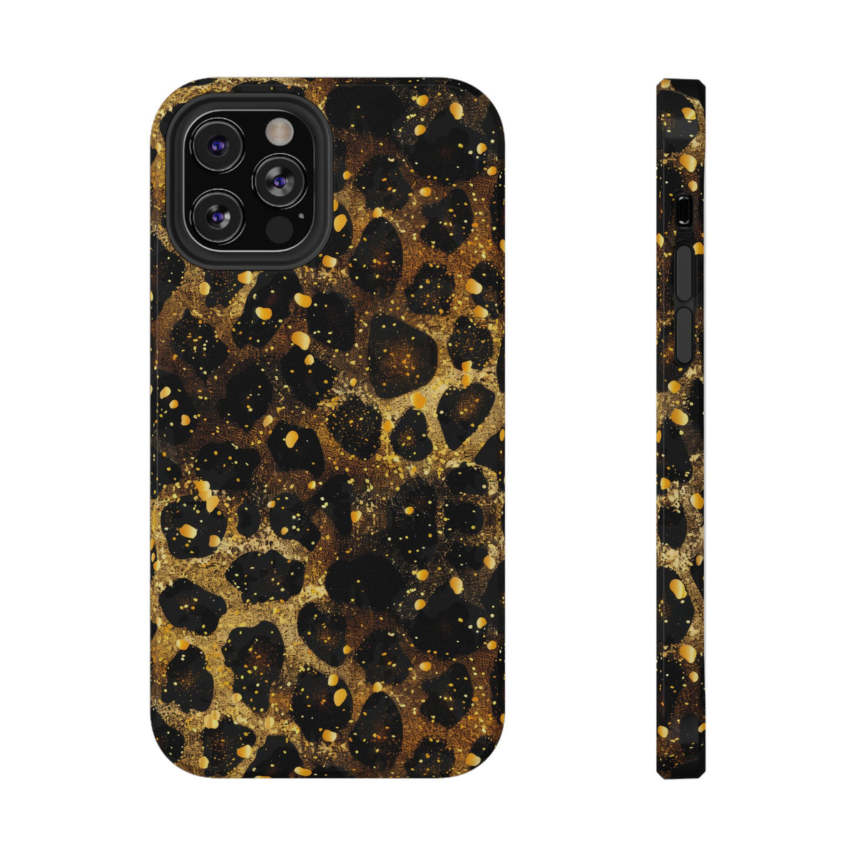 Gilded Leopard protective phone case for iPhone 12 Pro, glossy finish