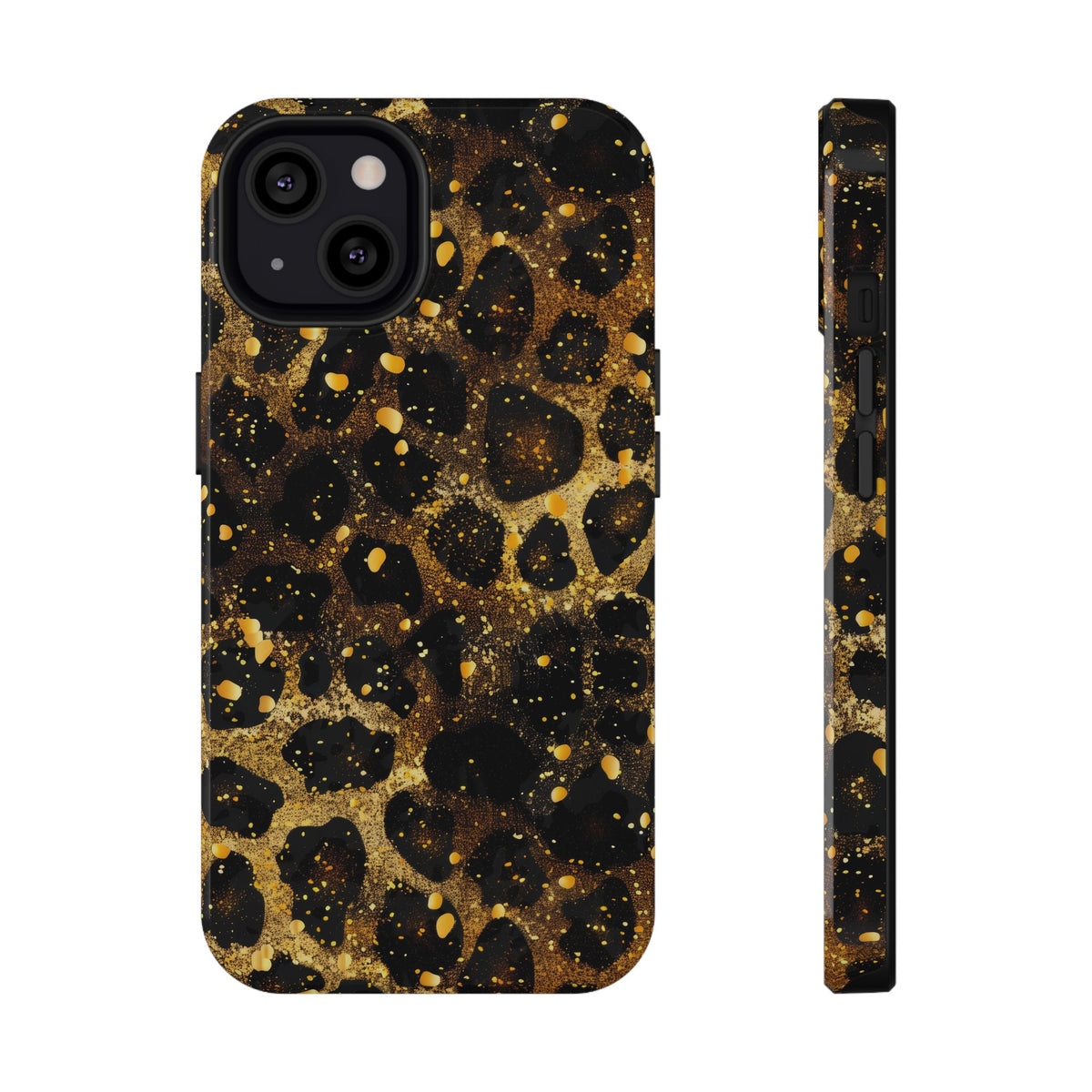 Gilded Leopard protective phone case for iPhone 13, glossy finish