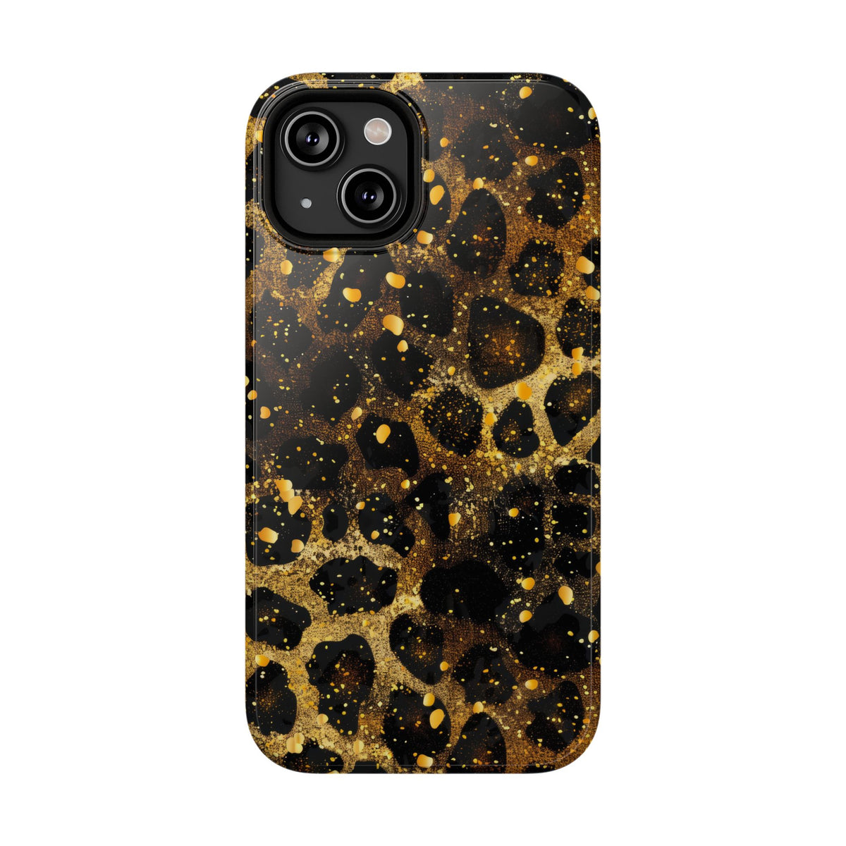 Gilded Leopard protective phone case for iPhone 14, glossy finish