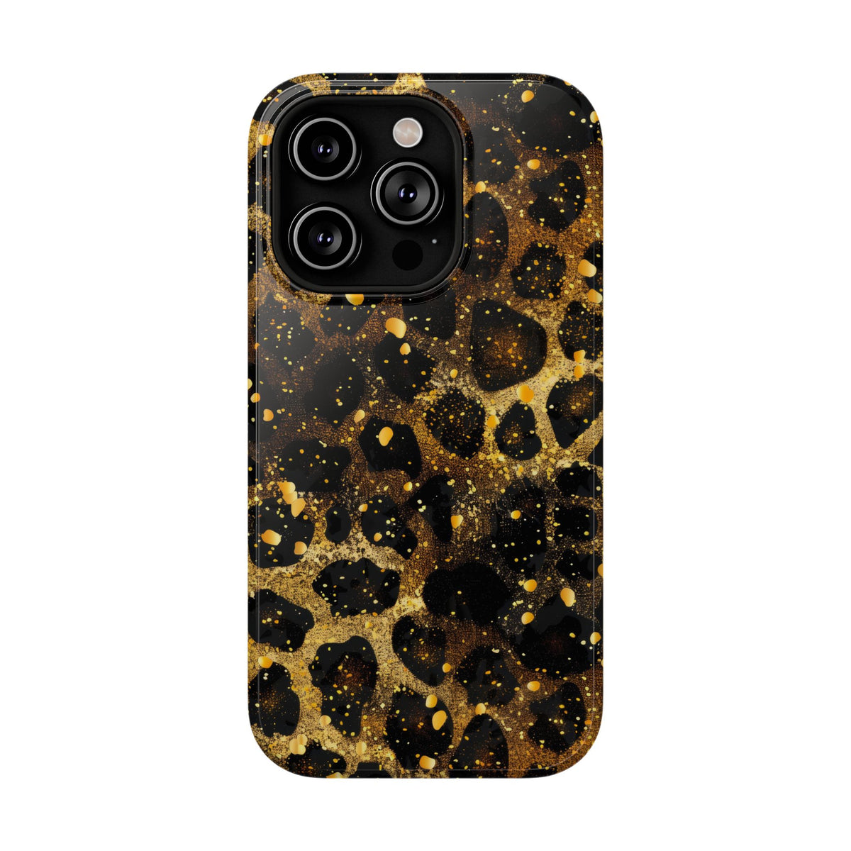 Gilded Leopard protective phone case for iPhone 14 Pro, glossy finish