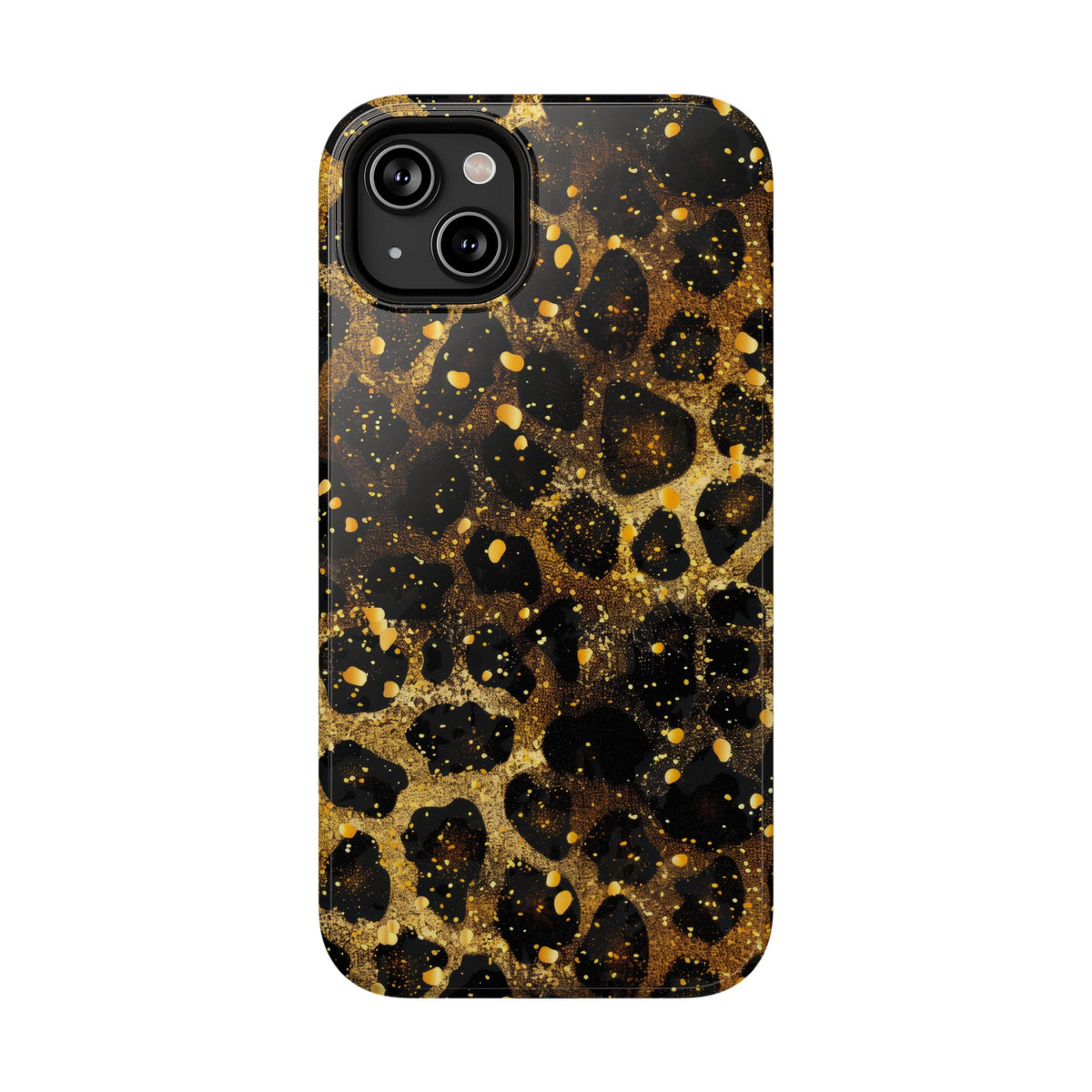 Gilded Leopard protective phone case for iPhone 14 Plus, glossy finish