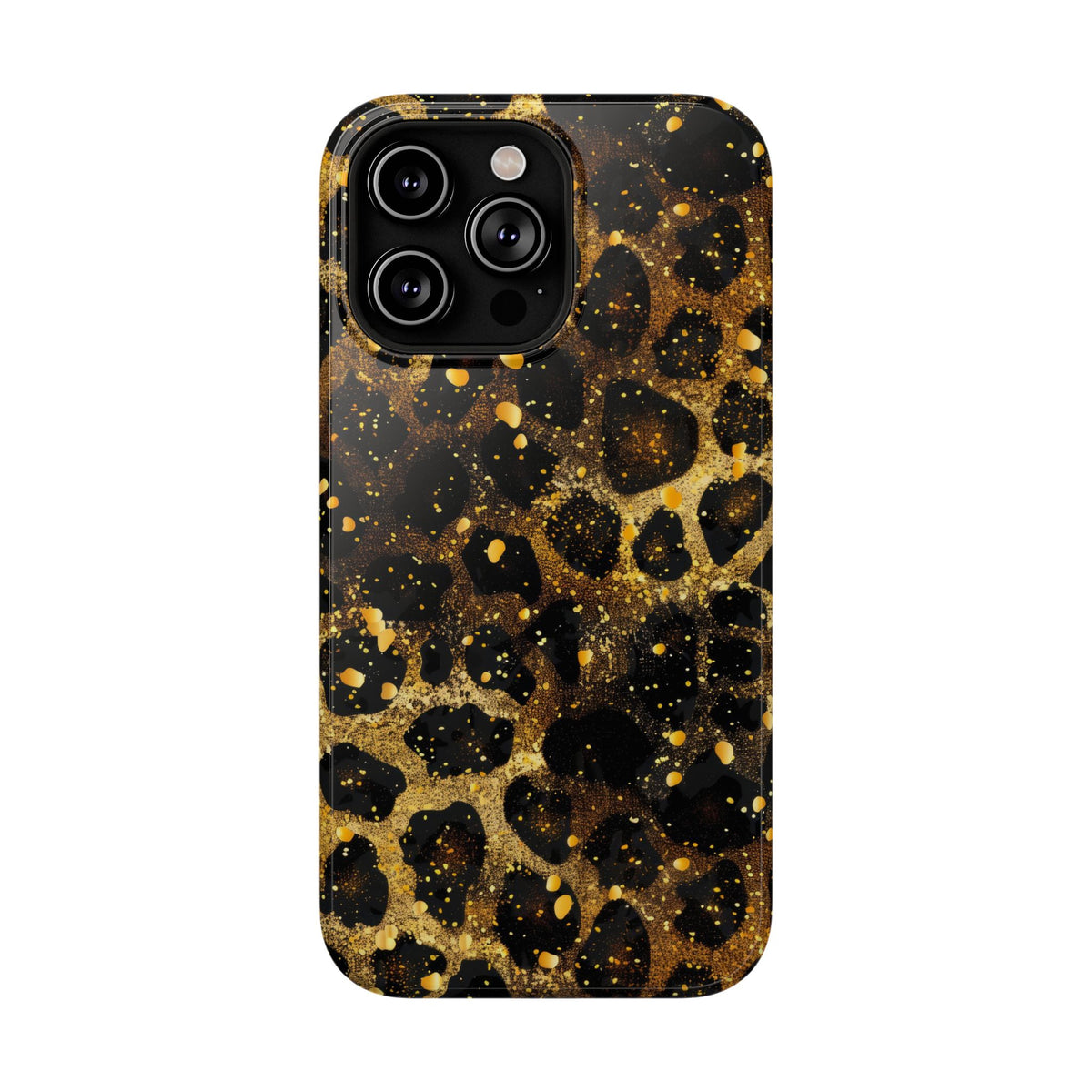 Gilded Leopard protective phone case for iPhone 14 Pro Max, glossy finish