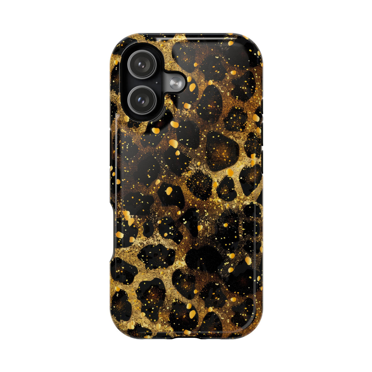 Gilded Leopard protective phone case for iPhone 17, glossy finish