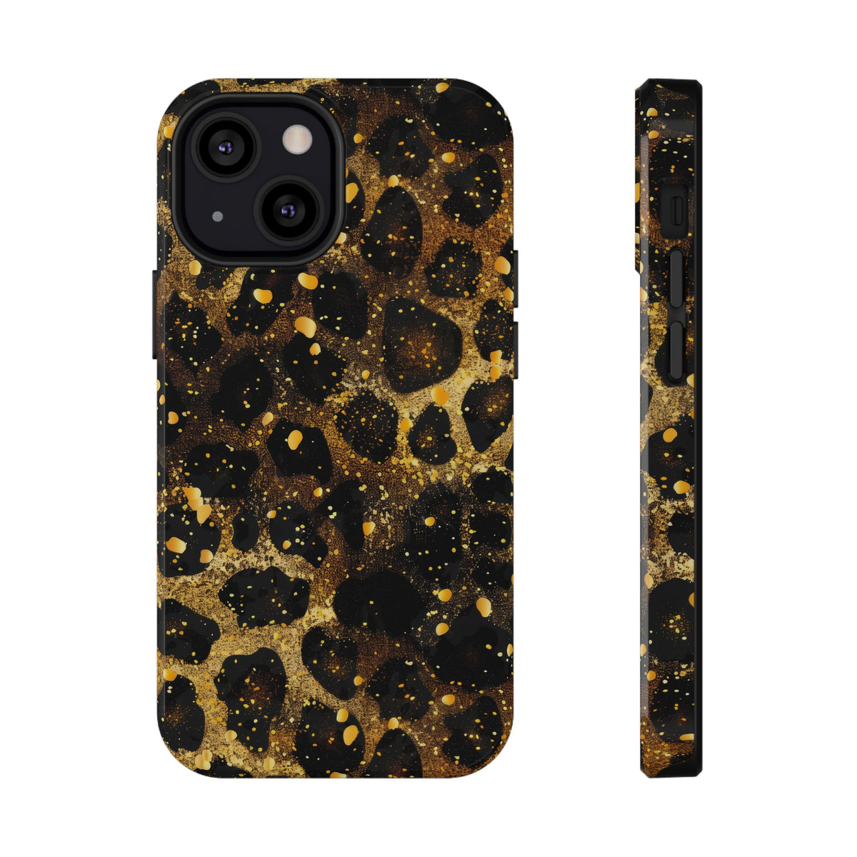 Gilded Leopard protective phone case for iPhone 13 Mini, glossy finish